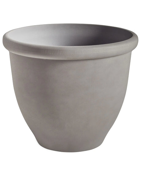 Plant Pot Planter Solid Grey Stone Mixture Polyresin Matt Outdoor Resistances Round  49 cm All-Weather Beliani
