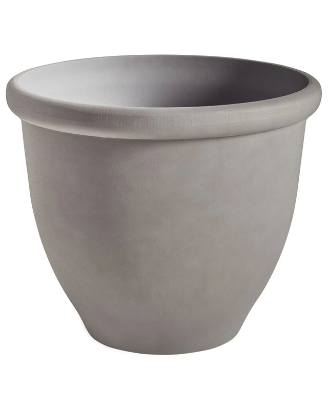 Plant Pot Planter Solid Grey Stone Mixture Polyresin Matt Outdoor Resistances Round  49 cm All-Weather Beliani