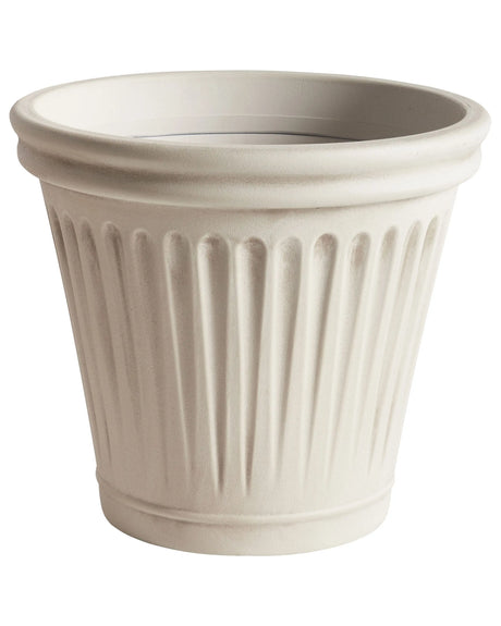Flower Pot Light Beige Polyresin  43 cm Round Glaze Finish Indoor and Outdoor Use Beliani