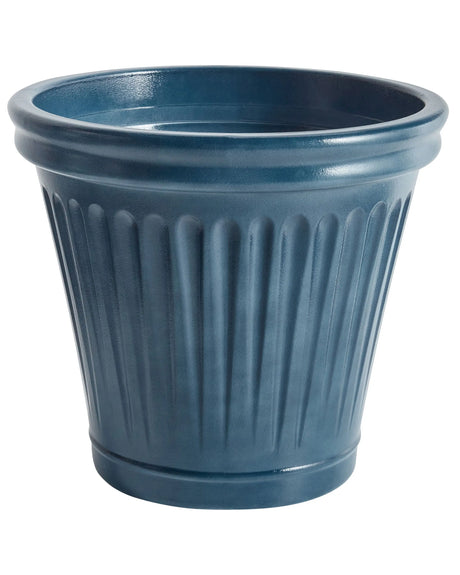 Flower Pot Blue Polyresin  43 cm Round Glaze Finish Indoor and Outdoor Use Beliani