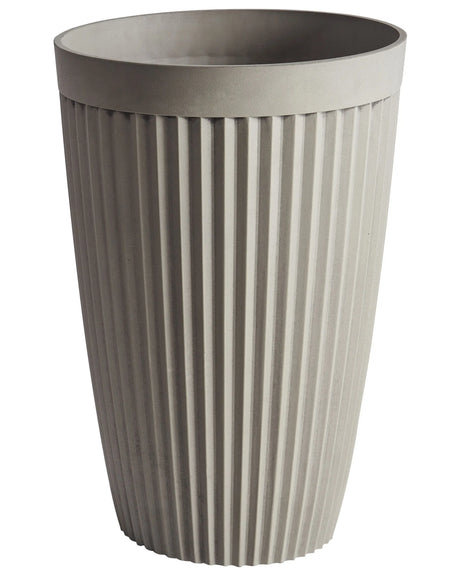 Flower Pot Beige Stone Mixture Polyresin  39 cm Tall Matt Indoor and Outdoor Use Beliani