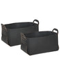 Set of 2 Storage Baskets Black Faux Leather Handmade with Handles Shelving Box Retro Design Beliani