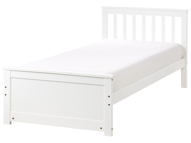 Bed Frame White Pine Wood MDF EU Single Size 3ft Headboard Minimalist Beliani
