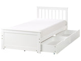 Bed Frame White Pine Wood MDF Storage Set of 2 Drawers EU Single Size 3ft Headboard Minimalist Beliani