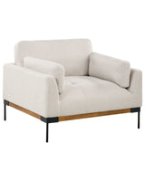 Armchair Light Beige Polyester Fabric Iron Black Legs Upholstered Living Room Furniture Beliani