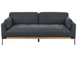 3 Seater Sofa Black Polyester Fabric Iron Black Legs Upholstered Living Room Furniture Beliani