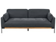 3 Seater Sofa Black Polyester Fabric Iron Black Legs Upholstered Living Room Furniture Beliani