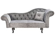 Chaise Lounge Grey Velvet Button Tufted Upholstery Right Hand with Cushion Retro Traditional Style Easy Clean Pet Friendly Beliani