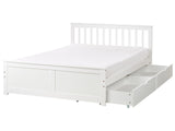 Bed Frame White Pine Wood MDF Storage Set of 2 Drawers EU Double Size 4ft6 Headboard Minimalist Beliani