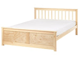Bed Frame Light Brown Pine Wood MDF EU Double Size 4ft6 Headboard Minimalist Beliani