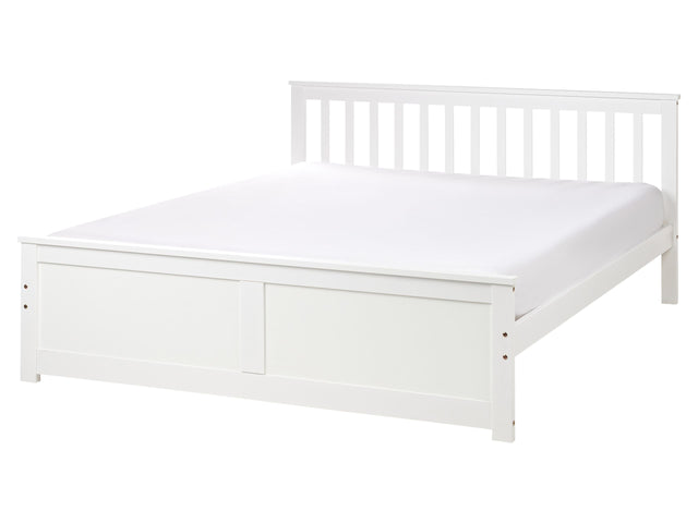 Bed Frame White Pine Wood MDF EU King Size 5ft3 Headboard Minimalist Beliani