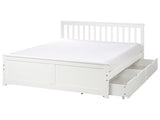 Bed Frame White Pine Wood MDF Storage Set of 2 Drawers EU King Size 5ft3 Headboard Minimalist Beliani