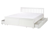 Bed Frame White Pine Wood MDF Storage Set of 4 Drawers EU King Size 5ft3 Headboard Minimalist Beliani