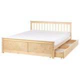 Bed Frame Light Brown Pine Wood MDF Storage Set of 2 Drawers EU King Size 5ft3 Headboard Minimalist Beliani