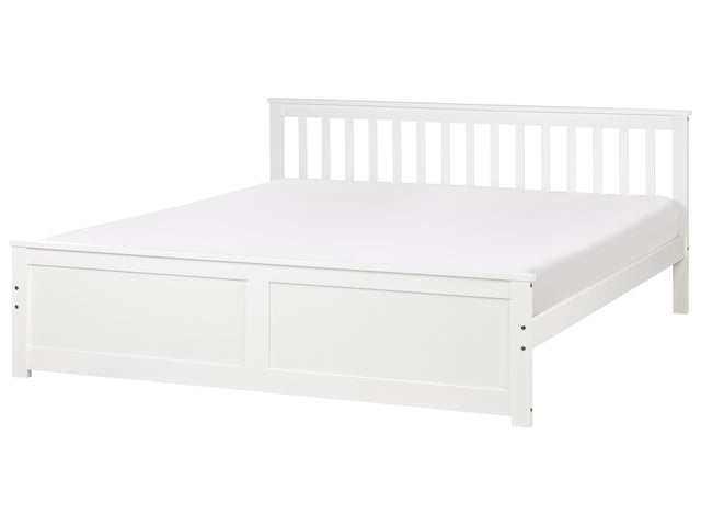 Bed Frame White Pine Wood MDF EU Super King Size 6ft Headboard Minimalist Beliani
