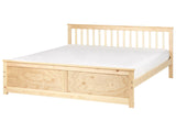 Bed Frame Light Brown Pine Wood MDF EU Super King Size 6ft Headboard Minimalist Beliani