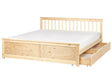 Bed Frame Light Brown Pine Wood MDF Storage Set of 2 Drawers EU Super King Size 6ft Headboard Minimalist Beliani