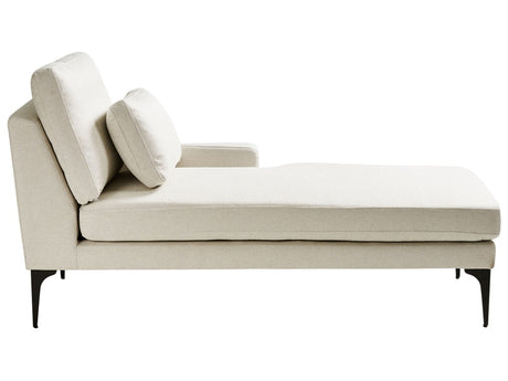Left Hand Chaise Lounge Light Beige Fabric Water Reppelent Upholstery Metal Legs with Cushions Beliani
