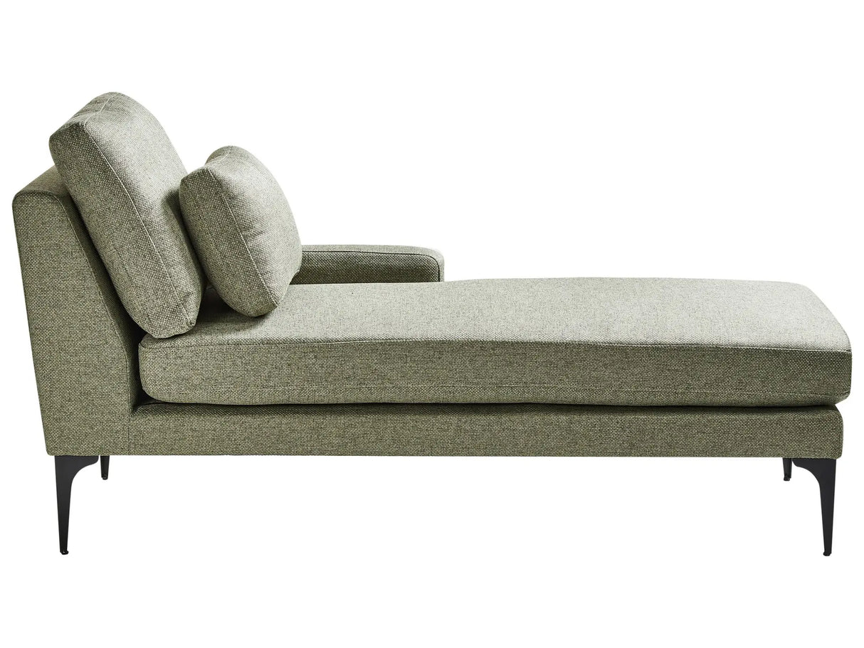 Left Hand Chaise Lounge Green Fabric Water Reppelent Upholstery Metal Legs with Cushions Beliani