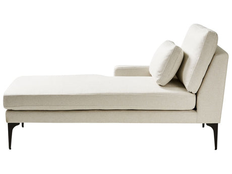 Right Hand Chaise Lounge Light Beige Fabric Water Reppelent Upholstery Metal Legs with Cushions Beliani