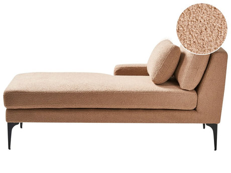 Right Hand Chaise Lounge Sand Beige Boucle Upholstery Metal Legs with Cushions Beliani