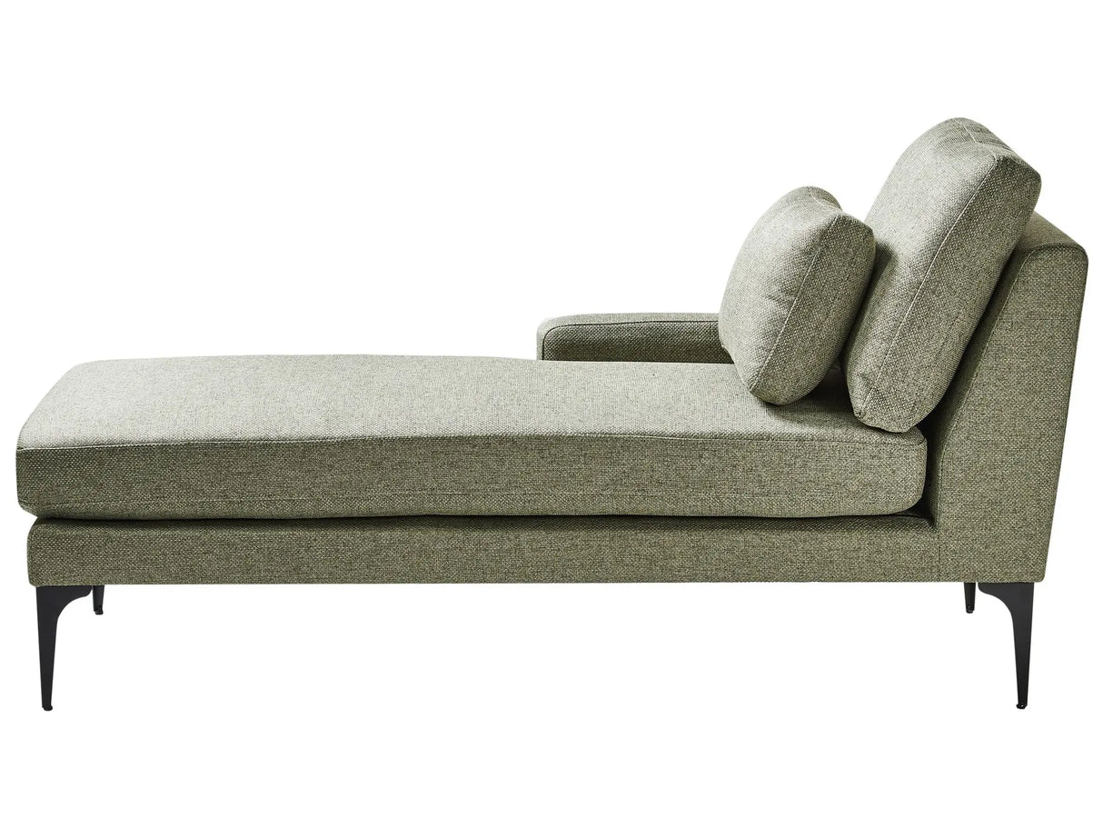 Right Hand Chaise Lounge Green Fabric Water Reppelent Upholstery Metal Legs with Cushions Beliani