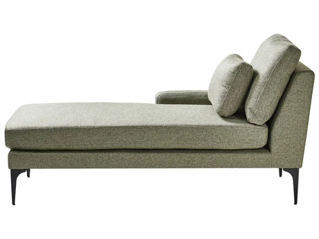 Right Hand Chaise Lounge Green Fabric Water Reppelent Upholstery Metal Legs with Cushions Beliani