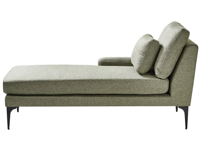 Right Hand Chaise Lounge Green Fabric Water Reppelent Upholstery Metal Legs with Cushions Beliani