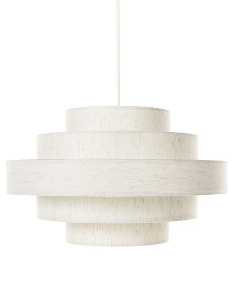 Hanging Pendant Lamp White Linen Fabric Shade Modern Design Living Room Light Beliani