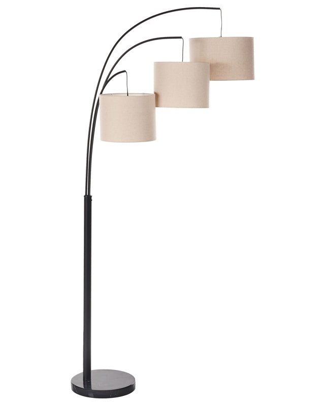 Floor Lamp Beige Metal Fabric Shades On-Off Switch Bedroom Living Room Home Office Lighting Industrial Design Beliani