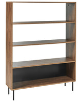 4 Tier Bookcase Dark Wood Shelves Open Back Storage Beliani