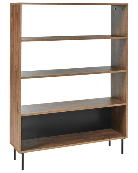 4 Tier Bookcase Dark Wood Shelves Open Back Storage Beliani