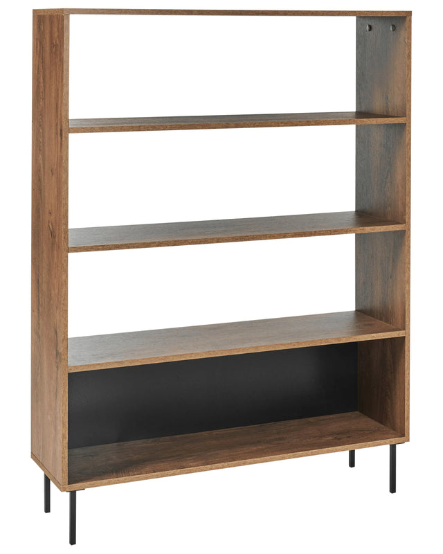 4 Tier Bookcase Dark Wood Shelves Open Back Storage Beliani