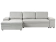Corner Sofa Bed Light Grey Fabric Upholstered Right Hand Orientation with Storage Bed Beliani
