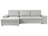 Corner Sofa Bed Light Grey Fabric Upholstered Right Hand Orientation with Storage Bed Beliani