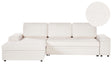 Corner Sofa Bed White Boucle Upholstered Right Hand Orientation with Storage Bed Beliani