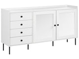 Sideboard White 2 Door 4 Drawer Cabinet Storage Unit Scandinavian Style Beliani