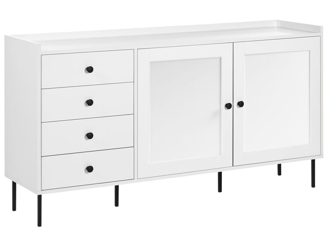 Sideboard White 2 Door 4 Drawer Cabinet Storage Unit Scandinavian Style Beliani