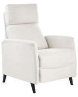 Recliner Chair Off-White Fabric Upholstery Push-Back Manually Adjustable Back and Footrest Retro Design Armchair Beliani