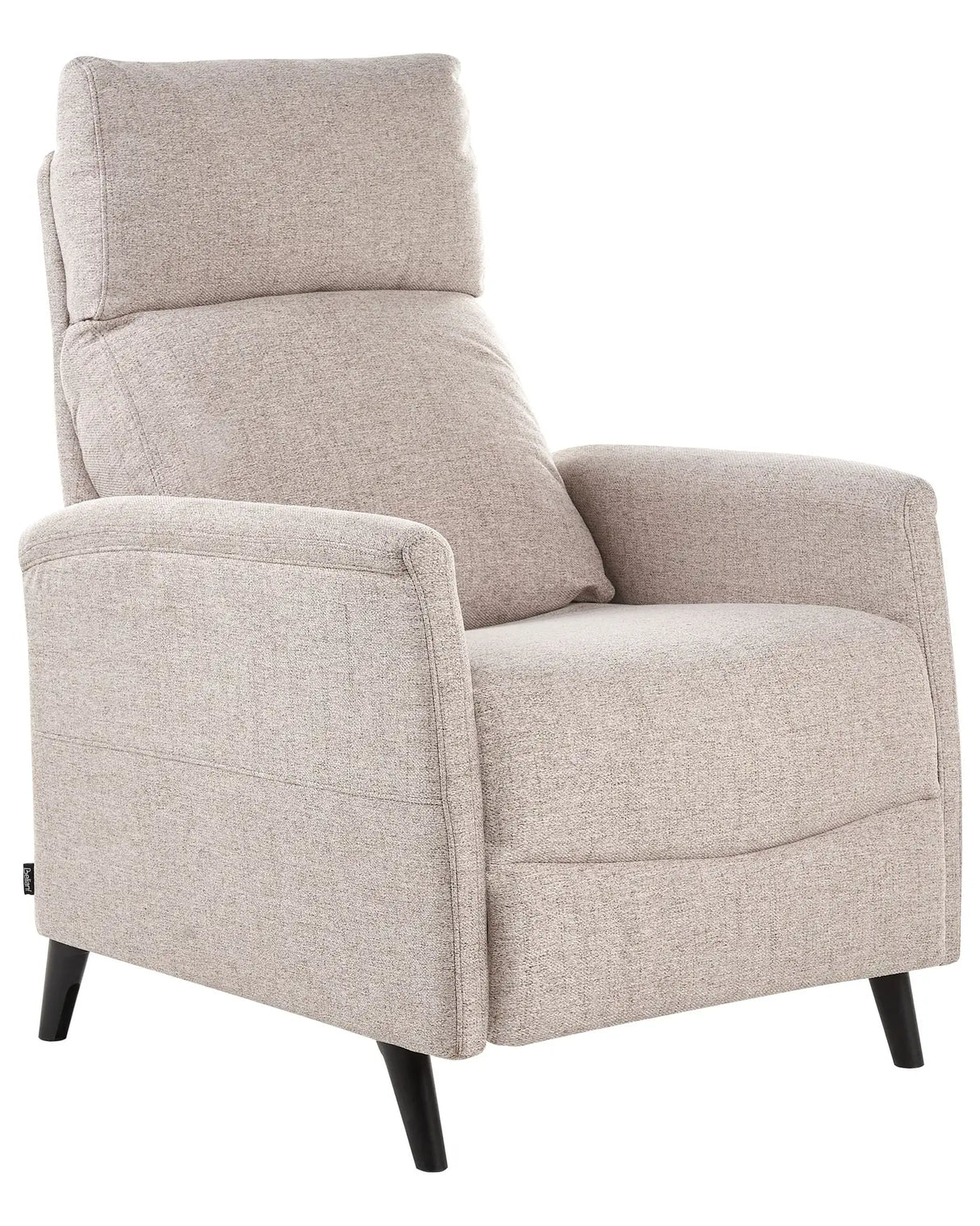 Recliner Chair Taupe Fabric Upholstery Push-Back Manually Adjustable Back and Footrest Retro Design Armchair Beliani