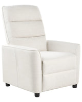 Recliner Chair Off-White Fabric Upholstery Push-Back Manually Adjustable Back and Footrest Retro Design Armchair Beliani