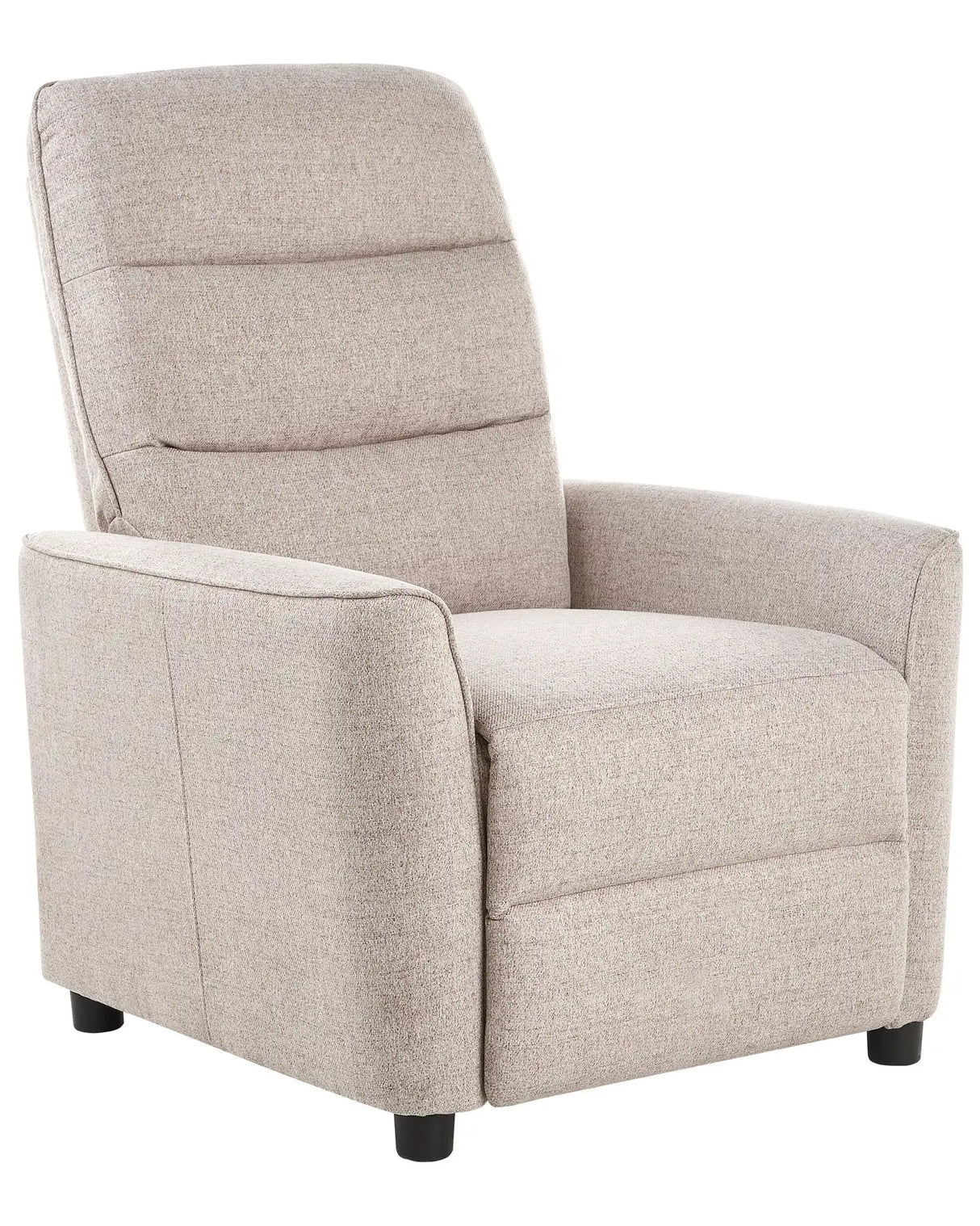 Recliner Chair Taupe Fabric Upholstery Push-Back Manually Adjustable Back and Footrest Retro Design Armchair Beliani