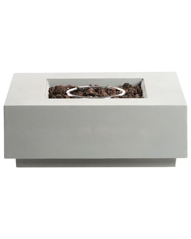 Fire Pit Light Grey 88 x 88 x 32 cm GRC Patio Heater Square Garden Patio Accessory Beliani