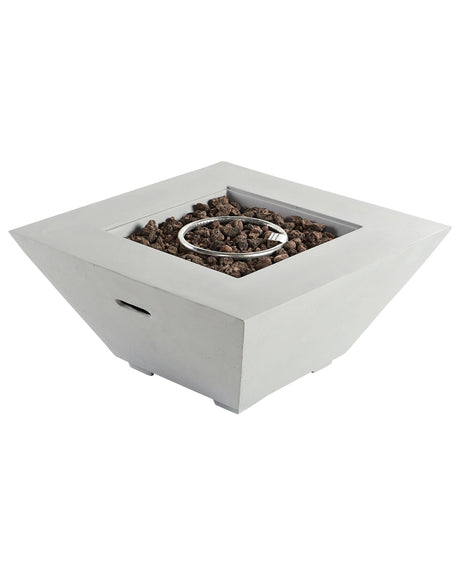 Fire Pit Light Grey 86 x 86 x 42 cm GRC Patio Heater Square Garden Patio Accessory Beliani