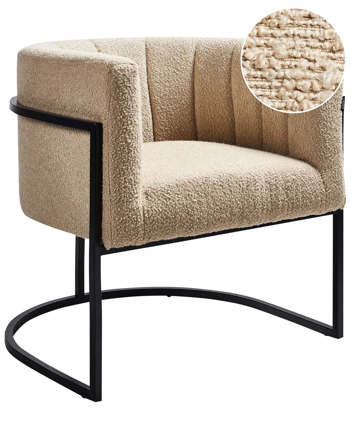 Armchair Beige Boucle Metal Black Frame Accent Chair Modern Style Living Room Dining Room Beliani