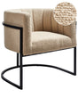 Armchair Beige Boucle Metal Black Frame Accent Chair Modern Style Living Room Dining Room Beliani
