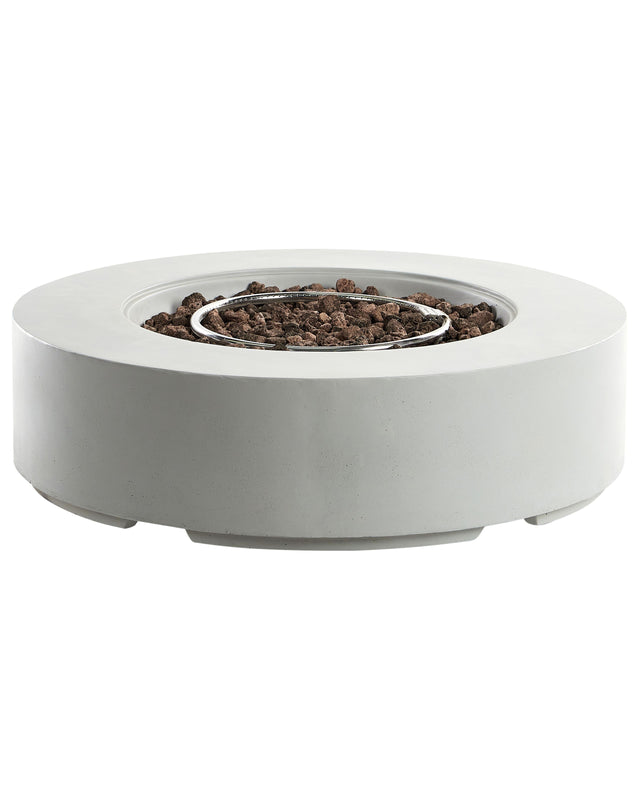 Fire Pit Light Grey 107 x 30 cm GRC Patio Heater Round Garden Patio Accessory Beliani