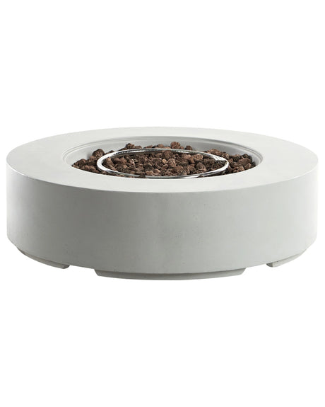 Fire Pit Light Grey 107 x 30 cm GRC Patio Heater Round Garden Patio Accessory Beliani
