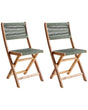Set of 2 Garden Chairs Green Acacia Wood Polyester Rope Folding Outdoor Patio Armless Classic Timeless Style Beliani