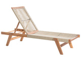 Garden Sun Lounger Beige Acacia Wood Reclining Rope Outdoor Patio Beliani